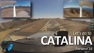 Approach and landing at "Airport in the Sky" Catalina island with a Cessna (Farwest'16)