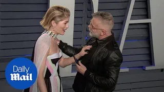 Selma Blair cries in a rainbow cape at Vanity Fair Oscar bash