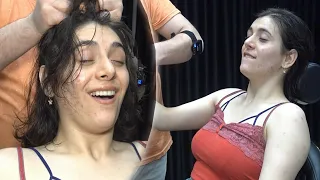 I HYPNOTIZED LADY WITH ELECTROSHOCK + CRACKS + ASMR head,face,chest,hip,armpit,foot,back,ear massage