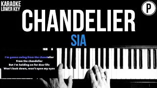 Sia - Chandelier Karaoke LOWER KEY Slowed Acoustic Piano Instrumental Cover Lyrics