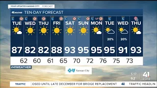 Another surge of cooler & less humid air arrives Wednesday & Thursday