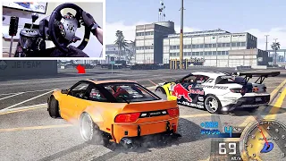 GTA 5 Drifting with Steering Wheel (4K) | 180SX Docks Tandem Drift