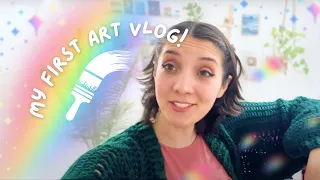 My First Art Vlog! 🎨 Studio setup, art supply shopping and haul, and recording my first tutorial