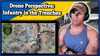 Ukrainians fight in the trenches (AERIAL VIEW) - Marine reacts