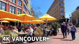 【4K】Downtown Vancouver Spring Walk on A Sunny Weekend, Travel Canada, Binaural City Sounds