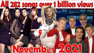 All 282 songs with over 1 billion views  (November 2021  №10)