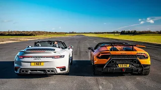 DRAG RACE!! PORSCHE 992 TURBO S vs LAMBORGHINI HURACAN PERFORMANTE!