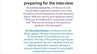 Grad school interview advice & what to expect (especially biomedical sciences-type programs)