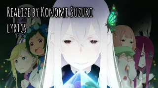 Re:Zero Season 2 Opening Full lyrics romaji『Konomi Suzuki - Realize』