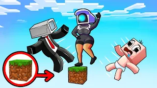 ¡ATRAPADO en un MINI BLOQUE con CAMERA WOMAN y CAMERA MAN! 😱📷 BEBÉ NOOB en MINECRAFT