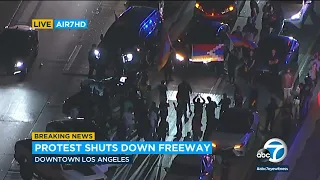 Protesters block 101 Freeway near downtown LA over Armenia-Azerbaijan conflict