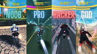 Asphalt 8 Noob vs Pro vs Hacker vs God Motorbike!