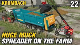 HUGE MUCK SPREADER ON THE FARM! | Krumbach | Farming Simulator 22 - Episode 22