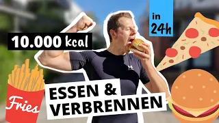 10.000 Kalorien Essen UND Verbrennen in 24h! - Schaffe ich das?  🍔💪🔥