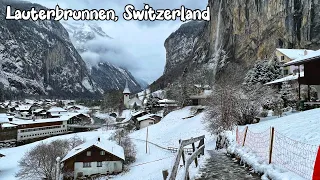 Lauterbrunnen, Switzerland 4K - Walking in the snow in the most beautiful Swiss village