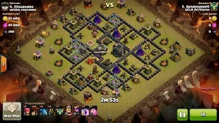 Clash of Clans TH9 vs TH9 Four Lava Hound & Balloon (QuattroLavaloon) Clan War 3 Star Attack