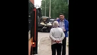 Газель врезалась в автобус в Подольске