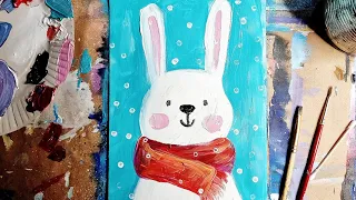 BUNNY | In a scarf✌Draw with paints🎈