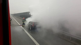 GBA dojazd do pożaru samochodu autostrada A2