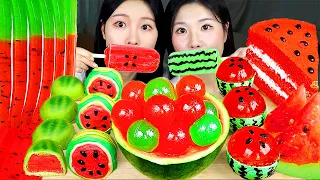 ASMR MUKBANG| 수박 디저트 아이스크림 탕후루 마카롱 젤리 먹방 & 레시피 DESSERT ICE CREAM MACARONS EATING