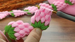 How to make a crochet strawberry bandana with a very easy method #crochet #babybandana