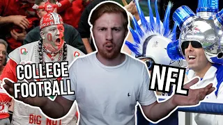 British Guy Reacts To NFL Fans vs College Football Fans