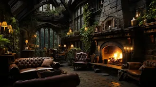 Deep Sleep with Peaceful Castle Room Ambience Surrounded by Cozy Fireplace and Soothing Sounds Rain