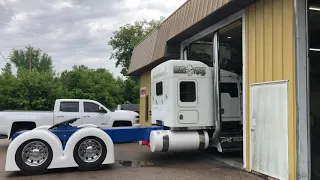 Diesel Freak Semi truck burnout at Evan’s detailing and polishing