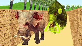 Zombie mammoth chasing elephant in scary ancient maze I Temple run