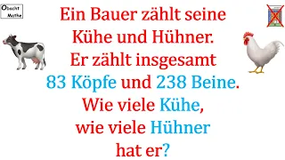 👀 Mathe Basics #173 👀 Wie viele Kühe und Hühner hat der Bauer? | ObachtMathe