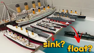 Titanic, Britannic, Edmund Fitzgerald. Will They All Sink in the water or Float? Let’s Test Them.