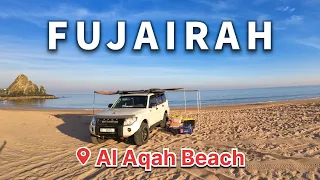 Al Aqah Beach Camping | Snoopy island #uaebeach  #sea #camper #overland #fujairah #awning #island
