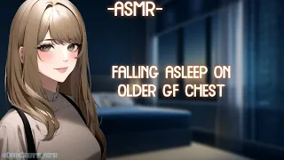 [ASMR] [ROLEPLAY] ♡falling asleep on older gf chest while cuddeling♡ (binaural/F4A)