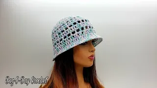 How To Crochet An Easy Ladies Hat | Spring Candy | Bag-O-Day Crochet Tutorial #587