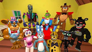 MEGA HYPER PUNCH ALL FNAF Security Breach ANIMATRONICS INTO STATUES ON GMOD Gravity