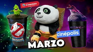 Palomeras CINÉPOLIS y CINEMEX, y vasos GODZILLA Y KONG Confirmados! Kung fu PANDA, Ghostbusters.