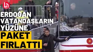 Erdoğan vatandaşların yüzüne paket fırlattı! İşte gündem olan o anlar...