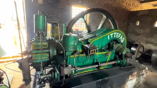 Starting Amazing 30 hp Diesel Engine On Flour Mill  Diesel Fuel Engines  Desi Old Black Engine