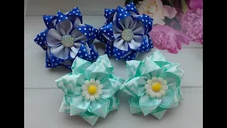 Красивые бантики из атласных лент МК Канзаши / Beautiful bows of satin ribbons