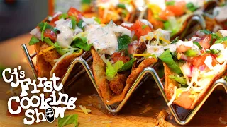 Crispy Air Fryer Street Tacos? Easy and Delicious! | CJ's First Cooking Show | Blackstone Griddle