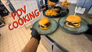 POV COOKING: Making CHEESE BURGERS In a Row 🍔 | Working in Denmarks most popular  burger restaurant