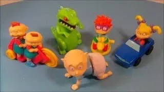 1998 THE RUGRATS FULL SET OF 5 BURGER KING COLLECTIBLE MINI FIGURES VIDEO REVIEW