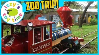 ZOO TRIP! ANIMALS and TRAINS at the Austin Zoo with Izzy's Toy Time!