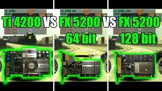 GeForce4 Ti 4200 vs GeForce FX 5200 (64 and 128 bit) Test In 11 Games (No FPS Drop - Capture Card)