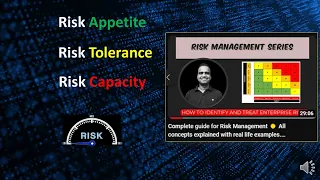 Risk Appetite vs Risk Tolerance vs Risk Capacity | Differences explained with examples. Watch now