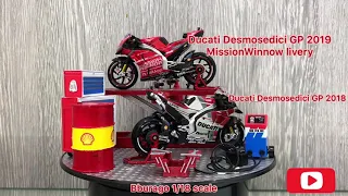 Diecast Ducati Desmosedici GP 2019 & GP 2018 with diorama