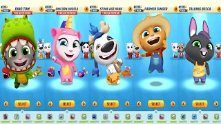 Talking Tom Gold Run Dino Tom vs Unicorn Angela vs Stone Age Hank vs Farmer Ginger vs Talking Becca