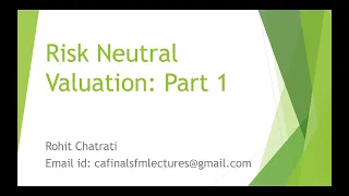 Lecture 6 - Option Valuation: Risk Neutral Method of Valuation (CA Final; CFA L2; FRM P1)