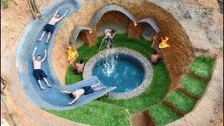 How To Build Secret Underground House And Water Slide Around Swimming Pool Underground