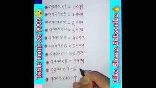 🔥Table Tricks of 9999😲//#shorts//Vedic Math Magic//#short_tricks//#table_tricks